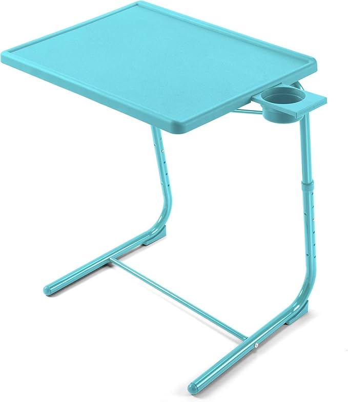 Adjustable TV Tray Table - TV Dinner Tray on Bed & Sofa, Comfortable Folding Table with 6 Height & 3 Tilt Angle Adjustments (Azure)-NeatNest