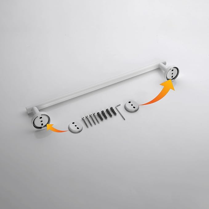 GERZWY 18-Inch Bathroom Towel Bar SUS 304 Stainless Steel Bath Towel Bar Wall Mount, White