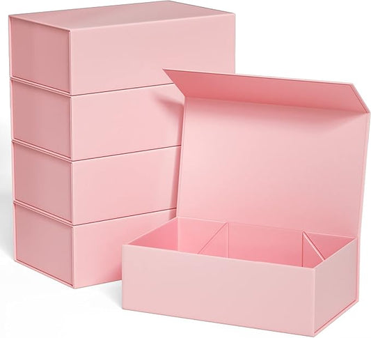 Gift Boxe 10" x 6" x 3" with Magnetic Closure Lid Gift Boxes for Presents,Bridesmaid Gifts Box,Cute Box,Birthday Gift box,Luxury for Gift Packaging, Magnetic Gift Box for Wrapping Gifts (Pink/5PCS)-NeatNest