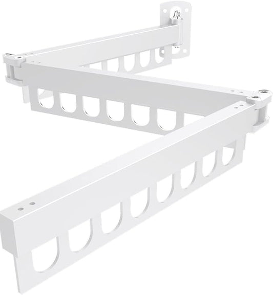 Clothes Drying Rack Carbon Steel Laundry Drying Rack Collapsible White Wall Mounted Clothes Rack 45 Inch Clothes Hanger Rack with Hooks for Drying Clothes 47 Inch