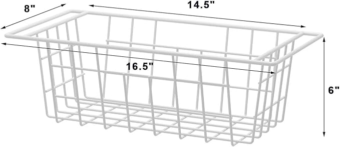 Chest Freezer Bins, Deep Chest Freezer Organizer Basket, Storage Rack Bins Wire Metal Baskets with Hanging Handles 16.5" 2Packs-NeatNest