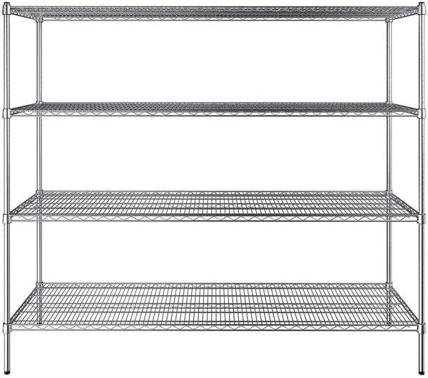 24" x 72" NSF Chrome 4-Shelf Kit with 64" Posts, Heavy Duty Storage Shelving, Wire Shelving Kit, NSF Commercial Storage Rack Unit