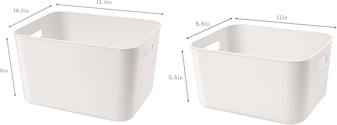 Set Of 6 Plastic Storage Bins With Lids,Versatile Kitchen Pantry Organization and Storage,for Plastic Storage Container Under Bed,Under Sink Bathroom Organizer (White, 4Lagre+2Medium)-NeatNest
