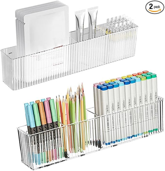 2 Pack Wall Mount Marker Organizer, Makeup Organizer Hanging Storage Organizer Bin Floating Shelves for Office Bathroom Kitchen Bedroom (Large)-NeatNest
