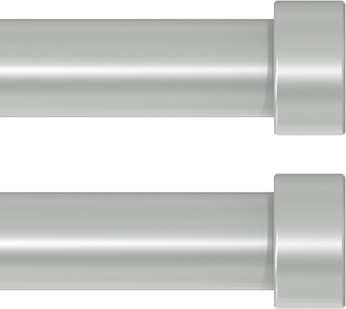 2 Pack Curtain Rods for Windows 18 to 45 Inch(1.5-3.75 Feet),Silver 1'' Diameter Drapery Rods with End Cap Style Design,Modern Adjustable Heavy Duty Curtain Rod,Size:18''-45''