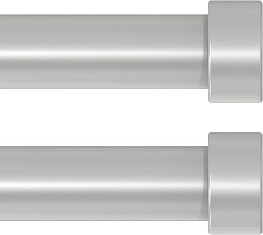 2 Pack Curtain Rods for Windows 18 to 45 Inch(1.5-3.75 Feet),Silver 1'' Diameter Drapery Rods with End Cap Style Design,Modern Adjustable Heavy Duty Curtain Rod,Size:18''-45''