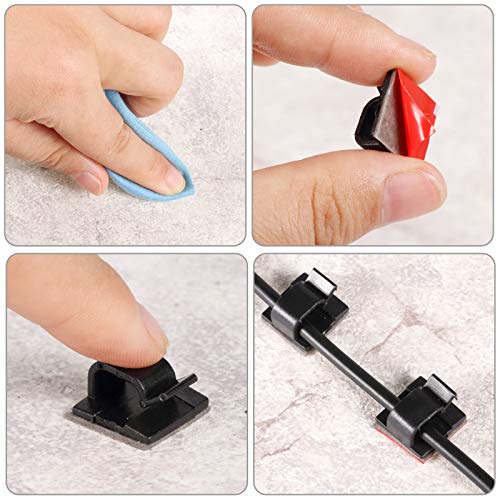 Blulu 100 Pcs Adhesive Cable Clips Bulk Wire Holder for Cord Organizer Clips Cable Management Outdoor Light Hooks for Christmas Wall String Lights Fairy Lights-NeatNest