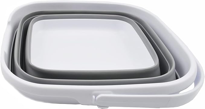 SAMMART 10L (2.6 Gallon) Collapsible Rectangular Handy Bucket (White/Grey, 1)-NeatNest