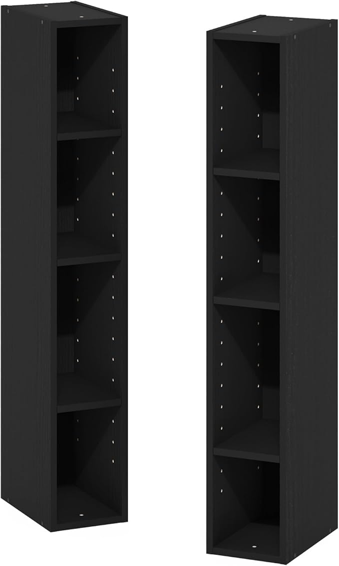 Furinno Fulda 8-Tier Space Saving Storage Shelf Bookcase, 6-Inch Width, Blackwood-NeatNest