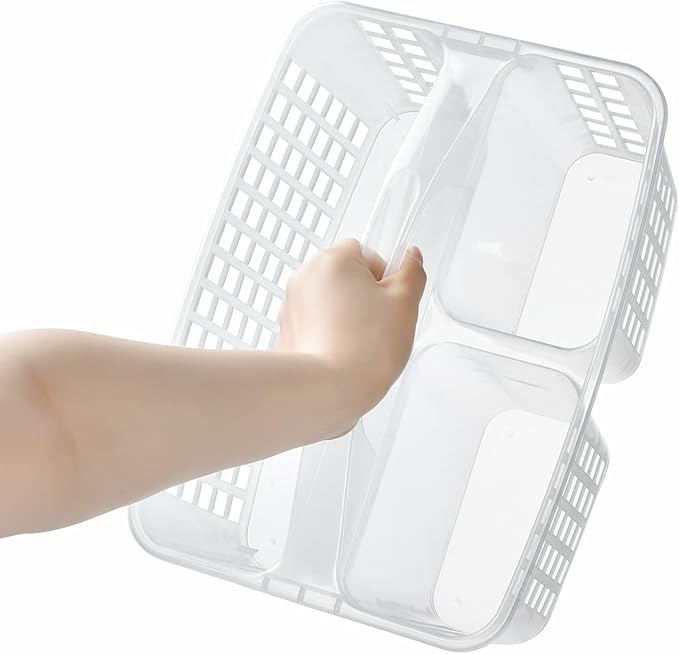 Portable Shower Caddy Basket,Convenient Cleaning Supplies Organizer with Compartments and Handle,Ideal for Bathroom, Bedroom, Kitchen, College Dorm,Garden,etc.12.4" x 7.4" x 5.1"transparent