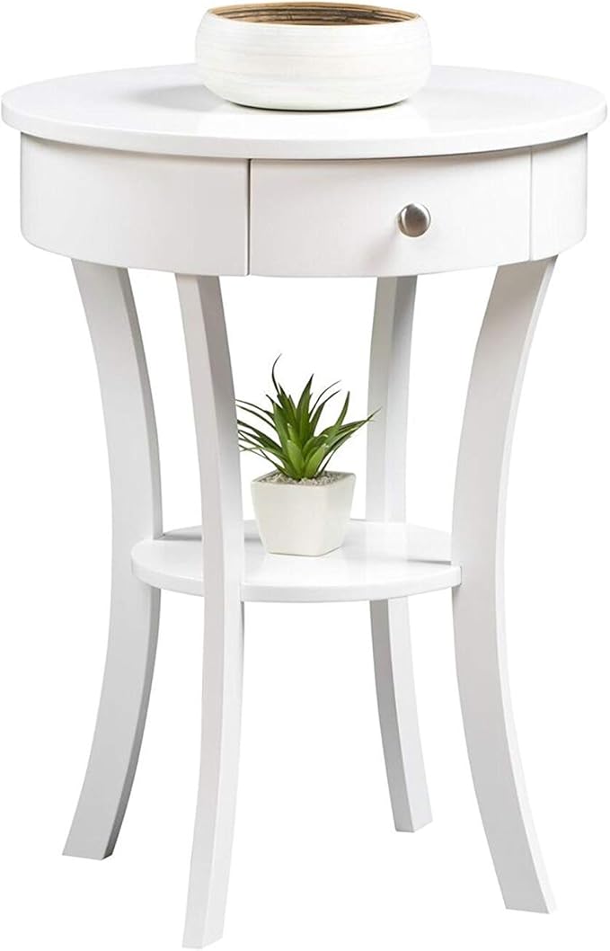 Convenience Concepts Classic Accents Schaffer 1 Drawer End Table with Shelf, 20"L x 20"W x 24"H, White-NeatNest