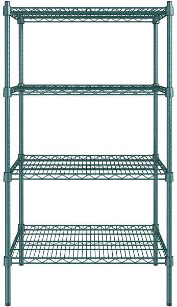 21" x 30" NSF Green Epoxy 4-Shelf Kit with 54" Posts, Heavy Duty Storage Shelving, Wire Shelving Kit, NSF Commercial Storage Rack Unit