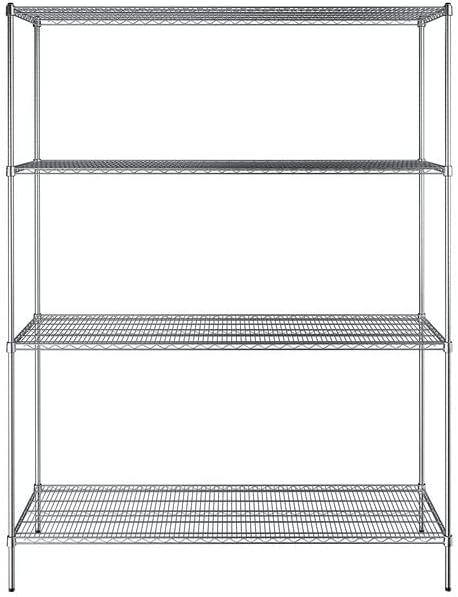 24" x 72" NSF Chrome 4-Shelf Kit with 96" Posts, Heavy Duty Storage Shelving, Wire Shelving Kit, NSF Commercial Storage Rack Unit