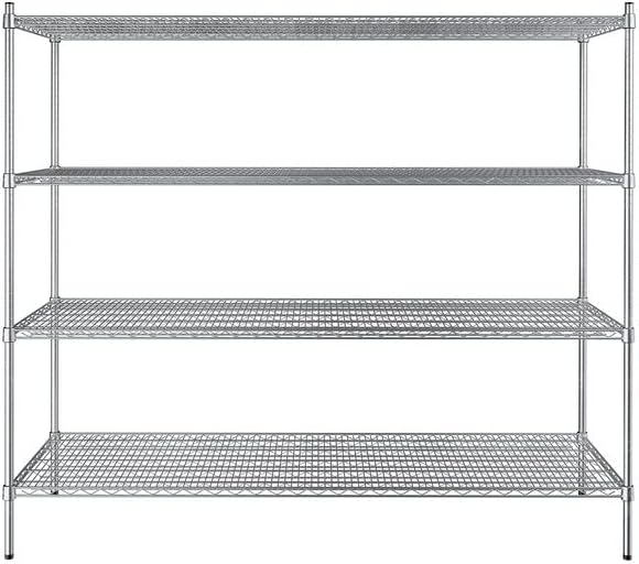 24" x 72" NSF Stainless Steel 4-Shelf Kit with 64" Posts, Heavy Duty Storage Shelving, Wire Shelving Kit, NSF Commercial Storage Rack Unit