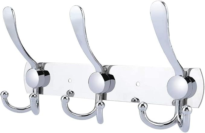 Coat Rack Wall Mounted,3 Tri Stainless Steel Coat Hook for Coat Hat Robes Towel in Mudroom Entryway (Sliver, 1 Pack 3 Hook)-NeatNest