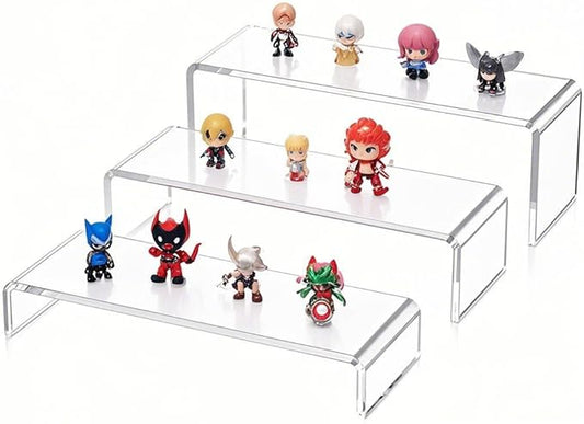 Acina Large Acrylic Display Risers: 3Pcs 9" Rectangular Clear Display Stand Shelf for Retail Desktop Shoe Showcase Fixtures Jewelry Dessert-NeatNest
