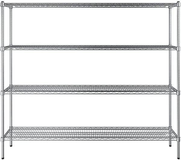 14" x 72" NSF Chrome 4-Shelf Kit with 64" Posts, Heavy Duty Storage Shelving, Wire Shelving Kit, NSF Commercial Storage Rack Unit