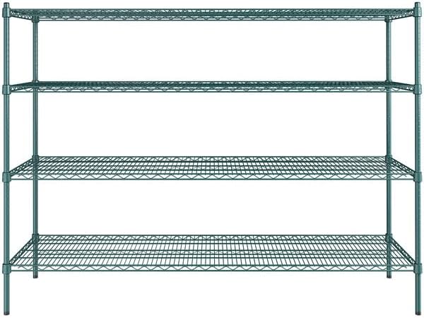21" x 72" NSF Green Epoxy 4-Shelf Kit with 54" Posts, Heavy Duty Storage Shelving, Wire Shelving Kit, NSF Commercial Storage Rack Unit