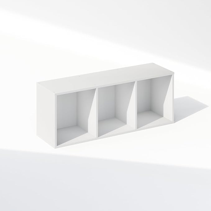 Furinno Reed 3-Tier Open Shelf Clothing & Closet Storage Organization, White-NeatNest