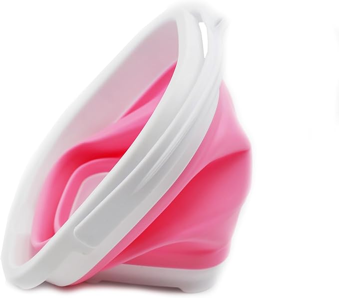 SAMMART 2.6L (0.68 Gallon) Super Mini Sqare Collapsible Plastic Bucket - Foldable Square Tub - Portable Fishing Water Pail - Space Saving Outdoor Waterpot (1, White/Pink)-NeatNest