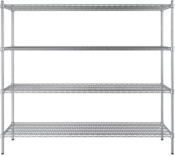 18" x 72" NSF Stainless Steel 4-Shelf Kit with 64" Posts, Heavy Duty Storage Shelving, Wire Shelving Kit, NSF Commercial Storage Rack Unit