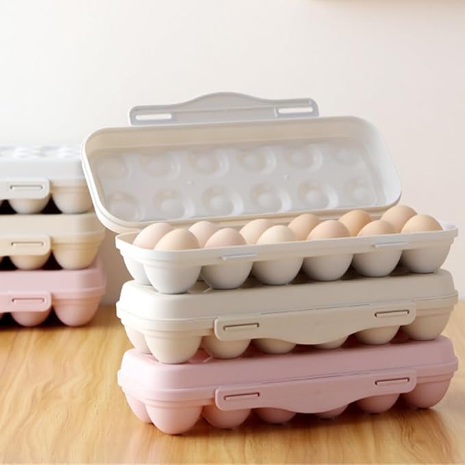 Deviled Egg Containers with Lid: 2pcs Egg Container Stackable Egg Holder Countertop Portable Egg Dispenser Plastic Storage Bins for Fridge Organization