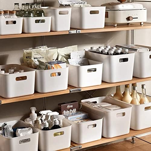 Set Of 3 Plastic Storage Bins,Versatile Kitchen Pantry Organization and Storage,for Plastic Storage Container Under Bed,Under Sink Bathroom Organizer (White, 3 Pack Small)-NeatNest