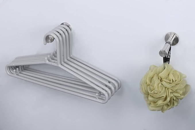Bath Towel Hooks, 6 Pack Long Coat Hooks, Sturdy Wall Mounted Robe Hook, SUS 304 Stainless Steel Heavy Duty Clothes Hanger, Wall Towel Hooks for Bathroom Bedroom Kitchen (4 in, Brushed)
