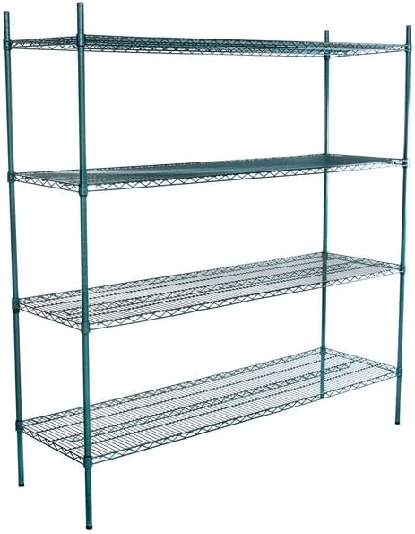 21" x 72" NSF Green Epoxy 4-Shelf Kit with 74" Posts, Heavy Duty Storage Shelving, Wire Shelving Kit, NSF Commercial Storage Rack Unit