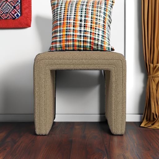 HomePop Modern Channel Tufted Ottoman Home Décor|Ottoman for Living Room & Bedroom - Brown Boucle