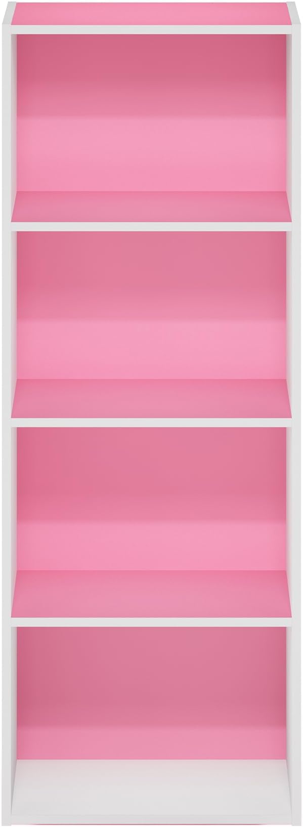 Furinno Luder Bookcase / Book / Storage, 4-Tier, Pink/White-NeatNest