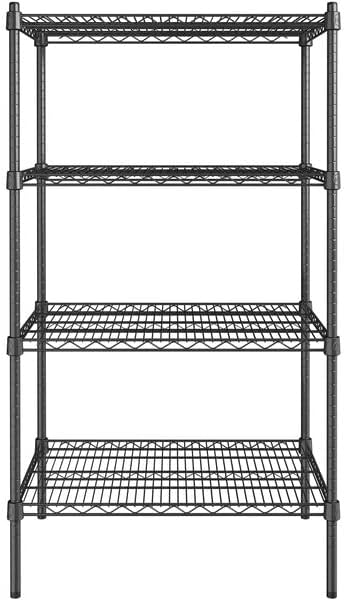 21" x 30" NSF Black Epoxy 4-Shelf Kit with 54" Posts, Heavy Duty Storage Shelving, Wire Shelving Kit, NSF Commercial Storage Rack Unit