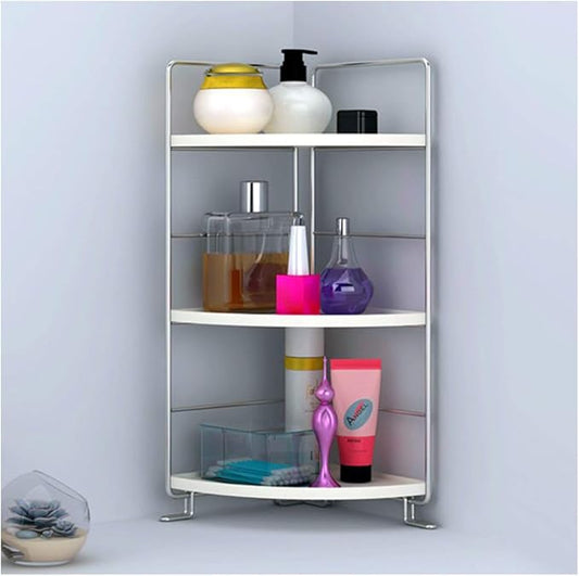 3-Tier Bathroom Countertop Organizer - Vanity Tray Cosmetic & Makeup Storage- Kitchen Spice Rack Standing Shelf - Corner Storage Shelf, Silver-NeatNest
