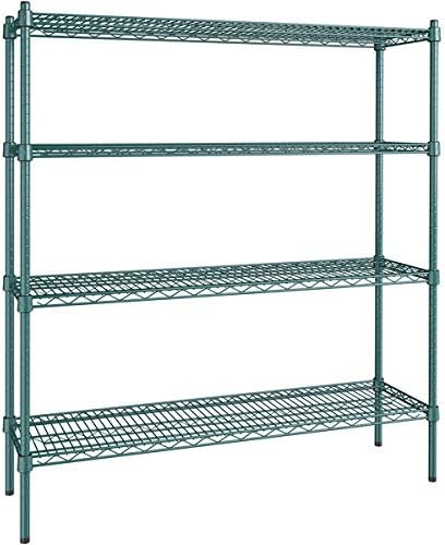14" x 48" NSF Green Epoxy 4-Shelf Kit with 54" Posts, Heavy Duty Storage Shelving, Wire Shelving Kit, NSF Commercial Storage Rack Unit