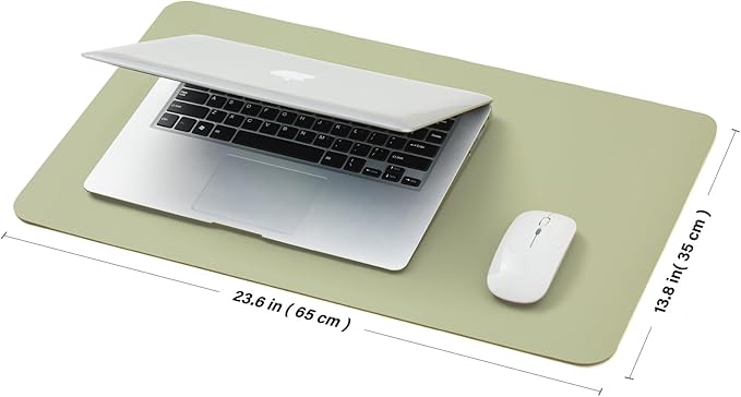 Cork Desk Mat - Small Dual-Sided Desk Pad for Office and Home - Desk Organization and Accessories - Ideal for Large Mouse Pad and Small Desk Mats on Top of Desks(Light Green,23.6"x 13.8")-NeatNest