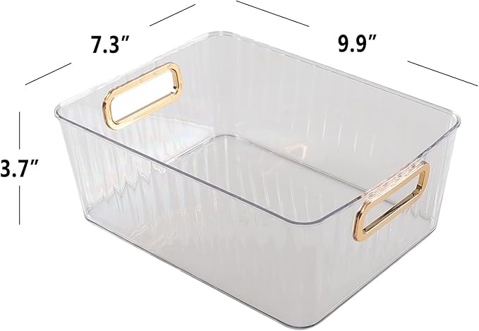 4-pack Clear Pantry Organizer Bins, Kitchen Cabinet Fridge Organizer Basket Bins