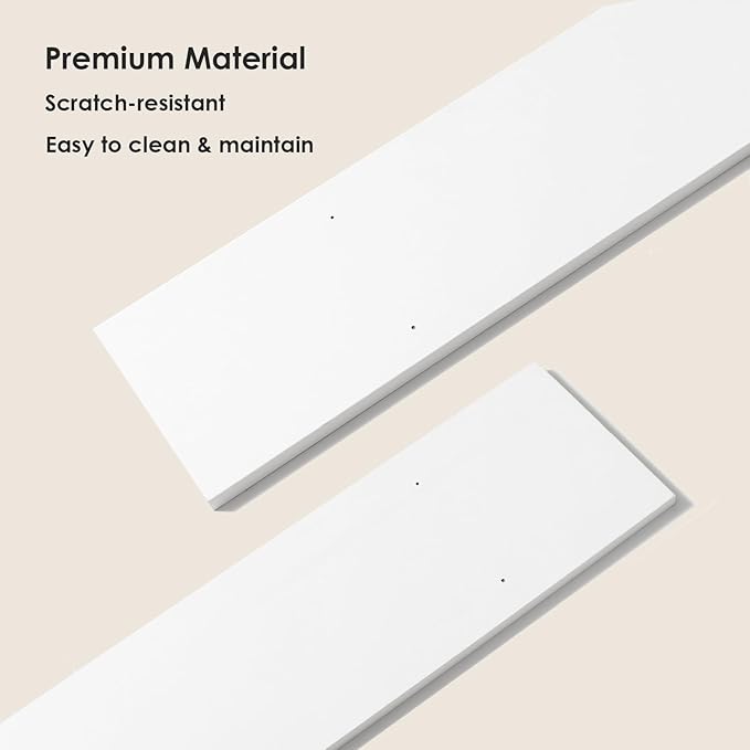 DINZI LVJ Long Wall Shelves, 47.3 Inch Large Floating Shelves Set of 2, Wide Display Shelf Wall Mounted with Brackets, Easy Hanging for Living Room, Toilet, Office, Bedroom, White-NeatNest