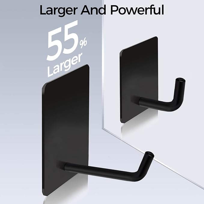 Adhesive Hooks Heavy Duty, Long Self Adhesive Wall Hook, Sticky Towel Hangers for Kitchen Bathroom, Waterproof Stick on Door Hooks for Hanging Key Hat Coat