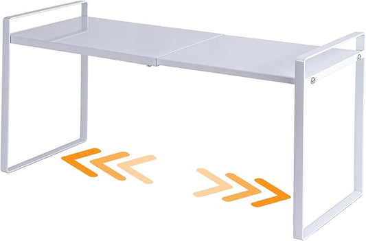Expandable Cabinet Shelf Organizer Riser for Kitchen Pantry Cupboard Under Sink Countertop (white, 8.2’’D * 12.2-21.6’’W * 10.4’’H)-NeatNest