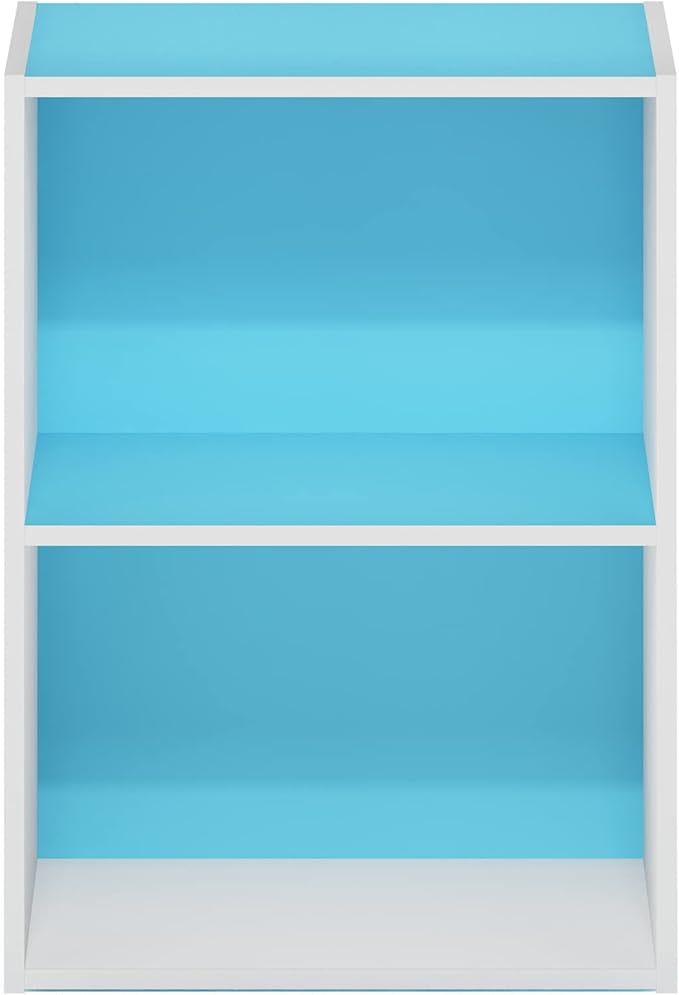 Furinno Luder Bookcase/Book/Storage, 2-Tier, Light Blue/White (Pack of 4)-NeatNest