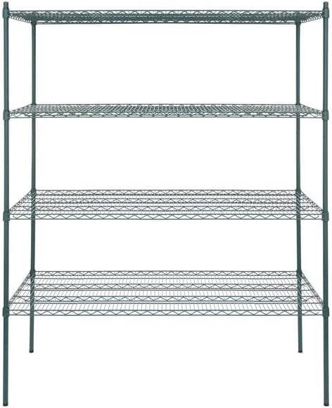 30" x 60" NSF Green Epoxy 4-Shelf Kit with 74" Posts, Heavy Duty Storage Shelving, Wire Shelving Kit, NSF Commercial Storage Rack Unit