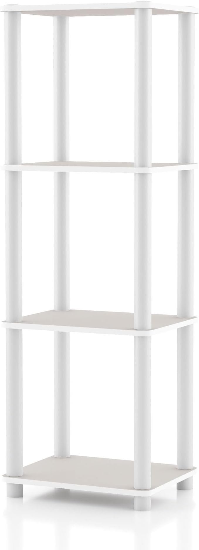 HOMES: Inside + Out Apexa Modern 4-Tier Narrow Shelving Units, Collectibles Display Shelves, Easy Assembly Standing Shelf, Home Storage Organizer for Living Room, Bedroom, Office, Taupe Grey