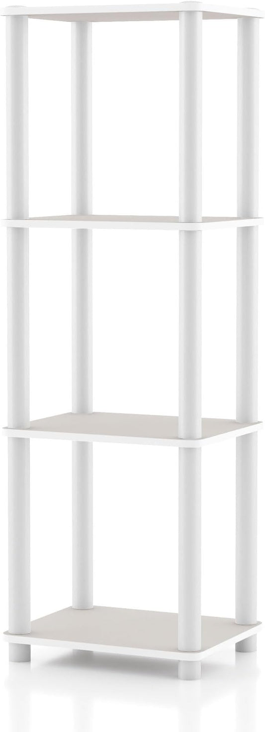 HOMES: Inside + Out Apexa Modern 4-Tier Narrow Shelving Units, Collectibles Display Shelves, Easy Assembly Standing Shelf, Home Storage Organizer for Living Room, Bedroom, Office, Taupe Grey