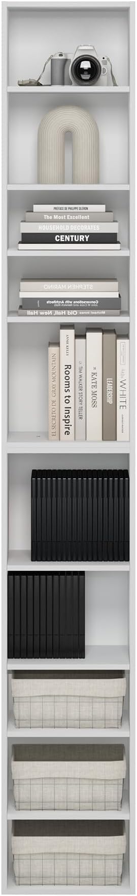 Furinno Pasir 10-Tier Open Shelf Bookcase, White-NeatNest