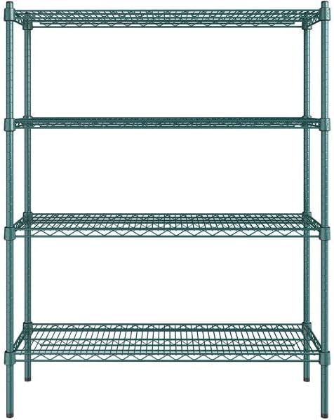 14" x 42" NSF Green Epoxy 4-Shelf Kit with 54" Posts, Heavy Duty Storage Shelving, Wire Shelving Kit, NSF Commercial Storage Rack Unit