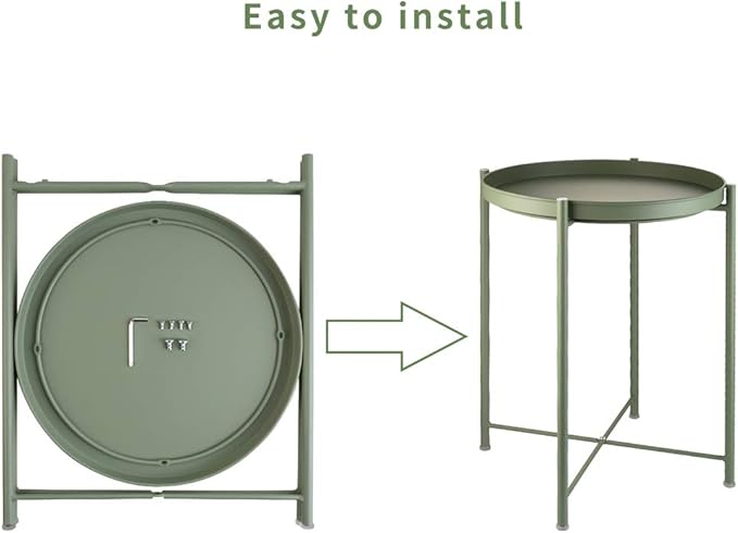 EKNITEY Small Side End Table - Metal Side Table Waterproof Small Sofa Coffee Side Tables Bedroom Indoor Outdoor with Removable Tray for Living Room Bedroom Balcony and Office-NeatNest