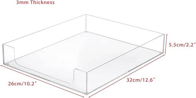 BTSKY Multipurpose A4 File Tray Clear Acrylic Desk Tray Organizer Elegant Letter Size Desk Documents Trays Magazine Files Storage Basket Organizer Bin for Office Cosmetics Bathroom
