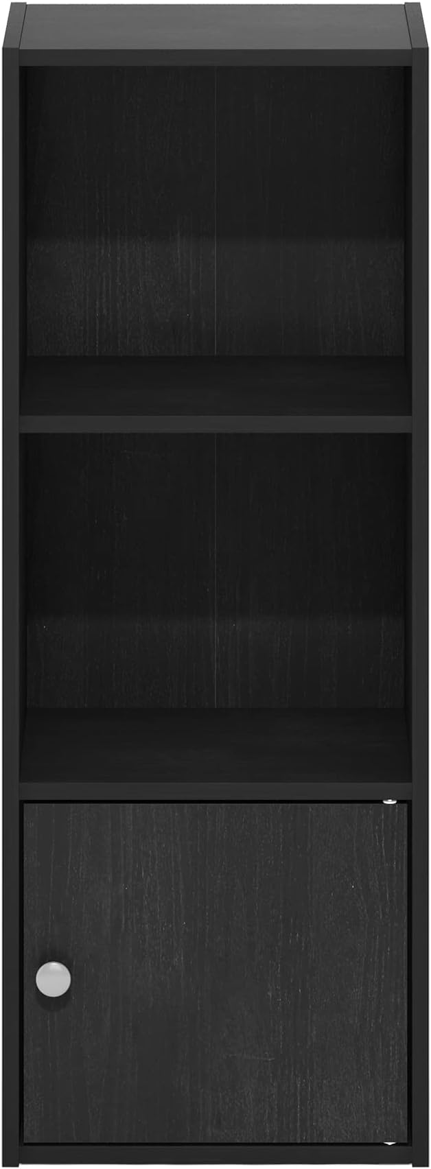 Furinno Luder Shelf Bookcase with 1 Door Storage Cabinet, Blackwood-NeatNest
