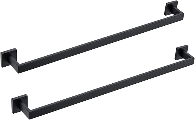 BANOLUX Towel Rack, 32-Inch Single Towel Bars for Bathroom, Towel Racks for Bathroom Wall Mounted SUS304 Stainless Steel Hand Towel Holder Heavy Duty, Matte Black Towel Bar 2 Pack, A7-TB-MB-32IN-2PACK