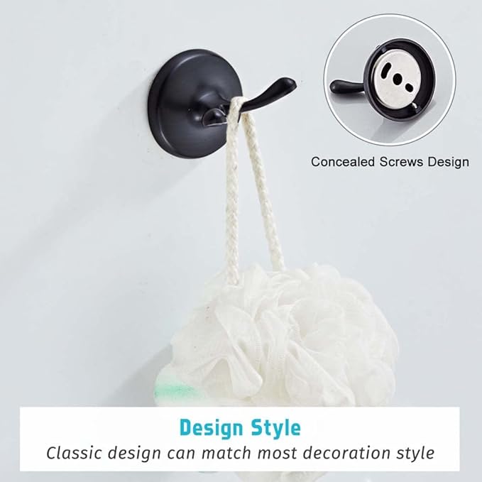 4 Piece Bathroom Accessory Set(Adjustable Towel Bar, Towel Ring, Toilet Paper Holder,Towel Robe Hook), Wall Mounted Bathroom Hardware Accessories Set,Oil Rubbed Bronze